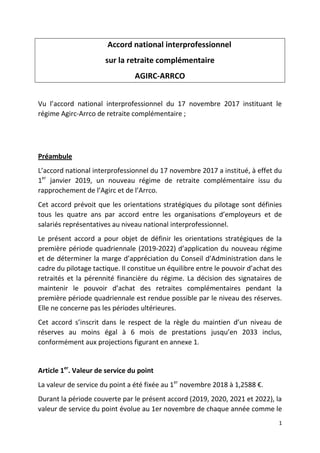 1
Accord national interprofessionnel
sur la retraite complémentaire
AGIRC-ARRCO
Vu l’accord national interprofessionnel du...