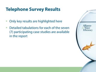 Telephone Survey Results
!! Only key results are highlighted here
!! Detailed tabulations for each of the seven
(7) partic...