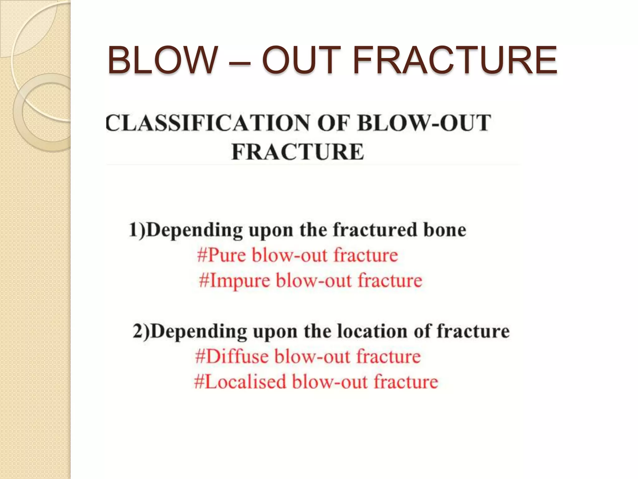 BLOW – OUT FRACTURE
 