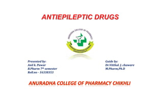Presented by:
Anil k. Pawar
B.Pharm 7th semester
Roll.no - 16338353
Guide by:
Dr.Vitthal. J. chaware
M.Pharm,Ph.D
 