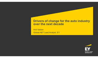 Drivers of change for the auto industry
over the next decade
Anil Valsan
Global A&T Lead Analyst, EY
 