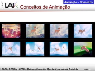 U 
F 
P 
R 
LAI-DI –DESIGN -UFPR –MatheusCezarotto, Marcia Alves e André Battaiola 
65 / 11 
Animação –Conceitos 
Conceitos de Animação  