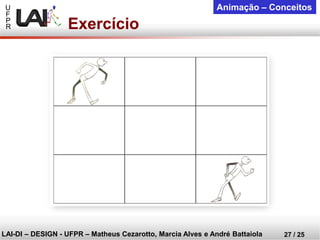 U 
F 
P 
R 
LAI-DI –DESIGN -UFPR –MatheusCezarotto, Marcia Alves e André Battaiola 
27 / 25 
Animação –Conceitos 
Exercício  