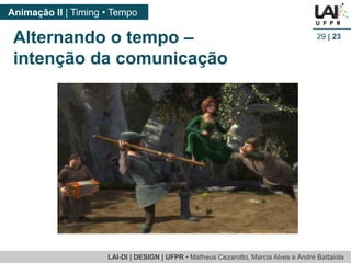 LAI-DI | DESIGN | UFPR • MatheusCezarotto, Marcia Alves e André Battaiola 
Animação II | Timing • Tempo 
29| 23 
Alternando o tempo – intenção da comunicação  