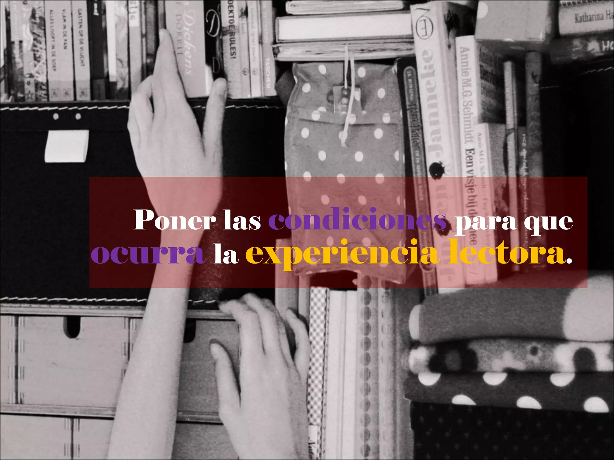 Poner las  condiciones   para que  ocurra   la  experiencia lectora . 
