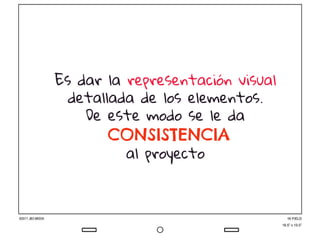 Es dar la representación visual
detallada de los elementos.
De este modo se le da
CONSISTENCIA
al proyecto
 
