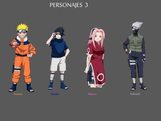 Naruto Sasuke Sakura Kakashi
PERSONAJES 3
 