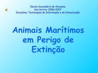 Animais Marítimos em Perigo de Extinção Escola Secundária de Alcanena Ano lectivo: 2006/2007 Disciplina: Tecnologias de Informação e de Comunicação 
