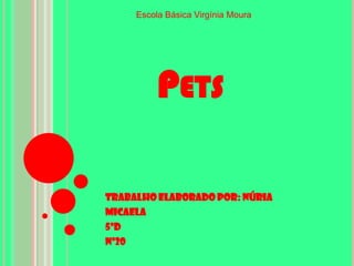 Escola Básica Virgínia Moura Pets  Trabalho elaborado por: Núria  Micaela 5ºD Nº20 