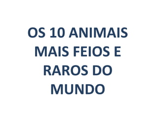 OS 10 ANIMAIS MAIS FEIOS E RAROS DO MUNDO 
