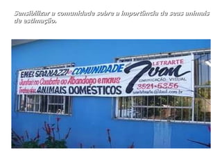 Sensibilizar a comunidade sobre a importância de seus animais de estimação. 