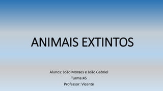 ANIMAIS EXTINTOS
Alunos: João Moraes e João Gabriel
Turma:45
Professor: Vicente