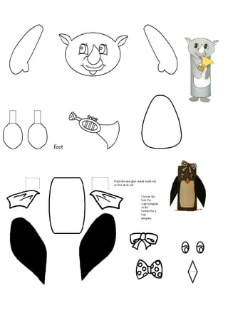 Animais em rolos de papel