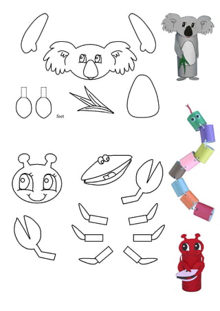 Animais em rolos de papel