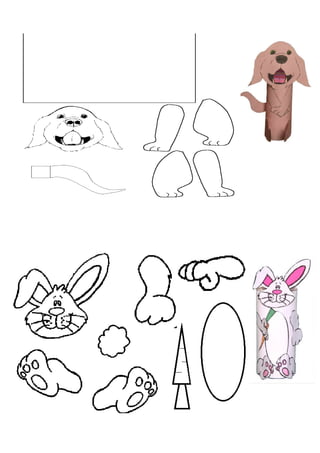 Animais em rolos de papel