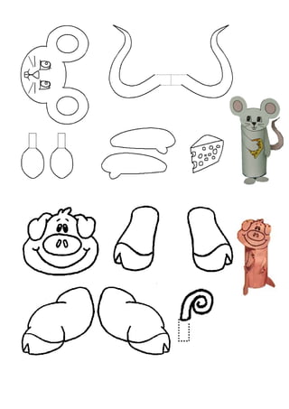 Animais em rolos de papel