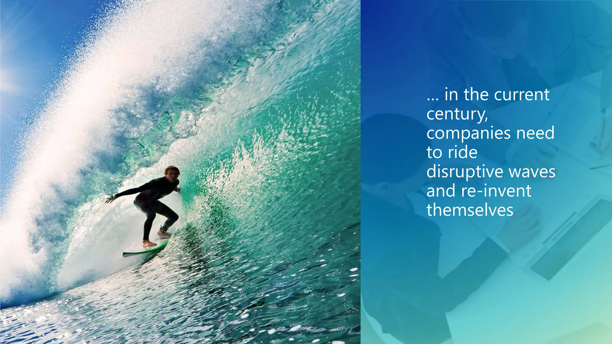 … in the current
century,
companies need
to ride
disruptive waves
and re-invent
themselves
 