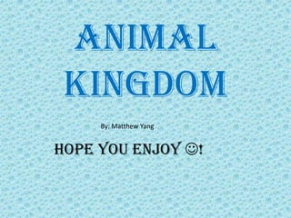 Animal
 kingdom
     By: Matthew Yang


Hope you enjoy !
 