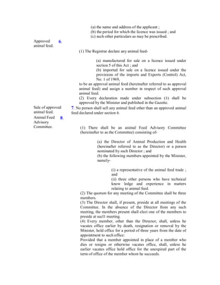 Animal Feed Act of Sri Lanka, Act No 15 of 1986 | PDF