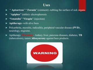 Apitherapy Injectable Animal origin-ppt-2014 | PPTX | Chemistry | Science