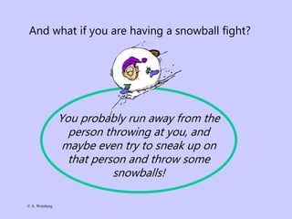 © A. Weinberg
And what if you are having a snowball fight?
You probably run away from the
person throwing at you, and
maybe even try to sneak up on
that person and throw some
snowballs!
 
