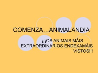 COMENZA…ANIMALANDIA ¡¡¡OS ANIMAIS MÁIS  EXTRAORDINARIOS ENDEXAMÁIS VISTOS!!! 