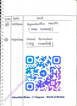 S. No. Date
<br>
Unit
<br>
) |o3|»ck Reprecluct've Health
<br>
(( Stte ORI)
<br>
20 0s]05)202 Animad Be havius
<br>
lrfanullah Mehar |/ Telegram -
World of Wisdom
<br>
 