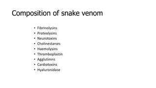 Composition of snake venom
 