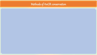 Methods of AnGR conservation
 