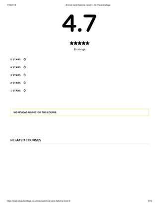 Animal Care Diploma Level 3 - St. Pauls College | PDF