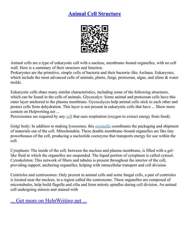 Animal Cell Structure | PDF