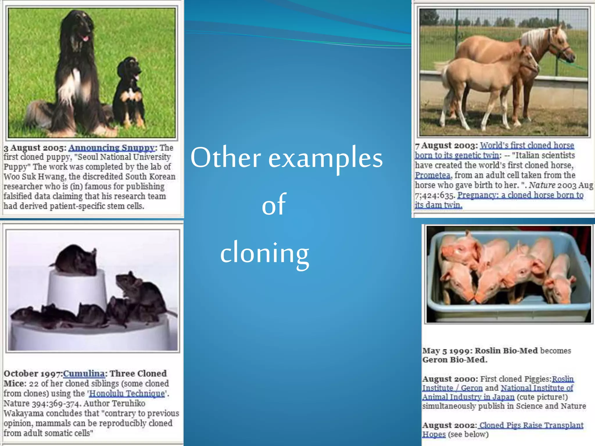 Other examples
of
cloning
 
