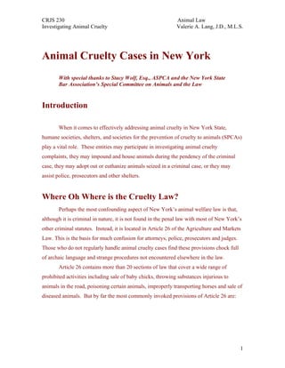 Animal Cruelty Cases in New York