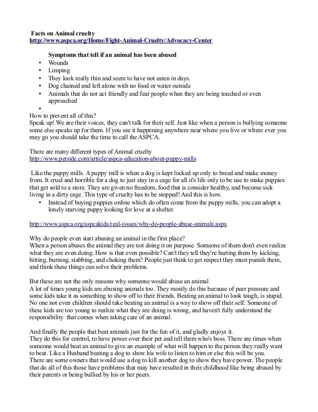 Animal cruelty essays