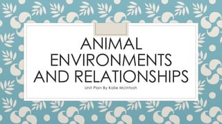 ANIMAL
ENVIRONMENTS
AND RELATIONSHIPSUnit Plan By Kalie McIntosh
 