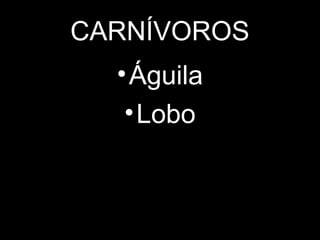 CARNÍVOROS
•Águila
•Lobo
 