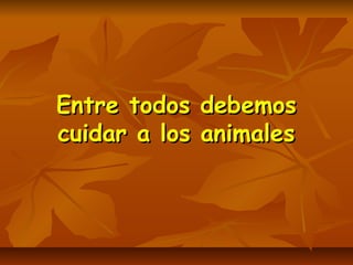 Entre todos debemosEntre todos debemos
cuidar a los animalescuidar a los animales
 
