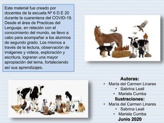 Este material fue creado por
docentes de la escuela Nº 6 D.E 20
durante la cuarentena del COVID-19.
Desde el área de Pract...