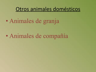 Otros animales domésticos Animales de granja Animales de compañía 