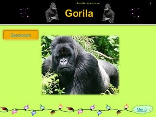 Animales en extinción          5




Descripción




                                      Menú
 