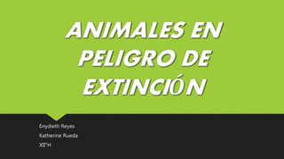 ANIMALES EN
PELIGRO DE
EXTINCIÓN
Enydieth Reyes
Katherine Rueda
XII°H
 