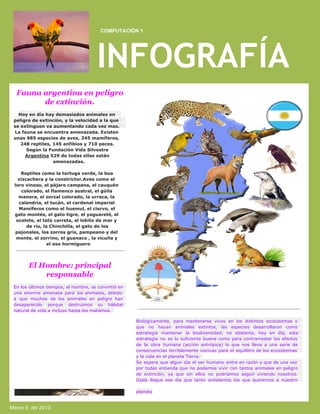 COMPUTACIÓN 1




                                      INFOGRAFÍA
   Fauna argentina en peligro
         de extinción.
  ...