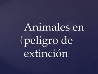 Animales en
{ peligro de
extinción

 