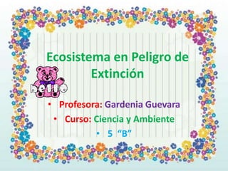 Ecosistema en Peligro de
Extinción
• Profesora: Gardenia Guevara
• Curso: Ciencia y Ambiente
• 5 “B”
 