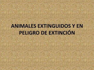 ANIMALES EXTINGUIDOS Y EN
PELIGRO DE EXTINCIÓN
 