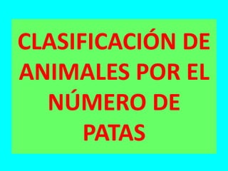 CLASIFICACIÓN DE
ANIMALES POR EL
NÚMERO DE
PATAS
 