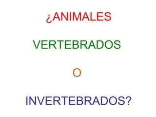¿ANIMALES
VERTEBRADOS
O
INVERTEBRADOS?
 