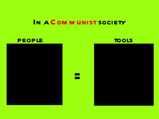 In a C om m unist society
 people                                  tools


           QuickTimeª and a
TIFF (Uncompressed) decompressor
   are needed to see this picture.

                                     =               QuickTimeª and a
                                          TIFF (Uncompressed) decompressor
                                             are needed to see this picture.
 