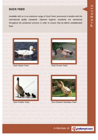 EMU FEED
EMU Starter Feed Emu Grower Feed
Emu Breeder Feed Emu Finisher Feed
Products
 