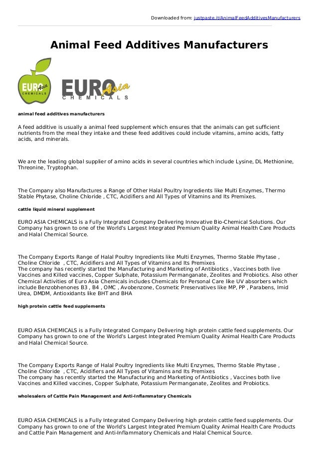 Animal feed additives manufacturers